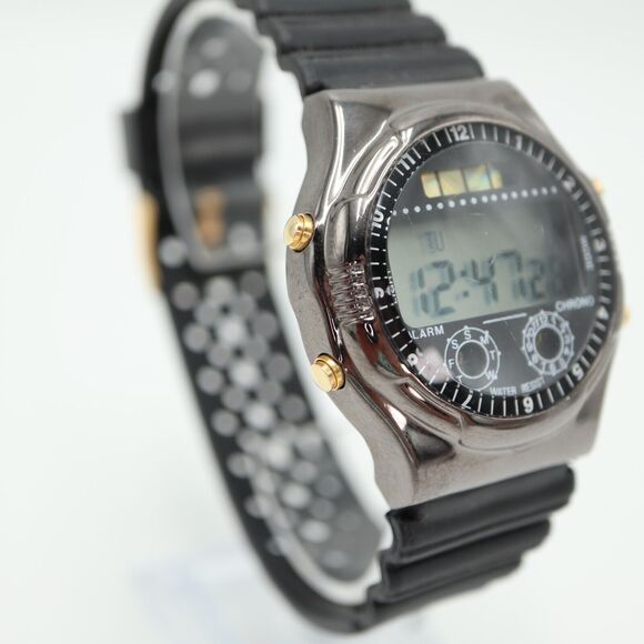 Vintage Digital Sports Watch 39mm Alarm Chrono Black Strap with New Battery - Picture 8 of 16